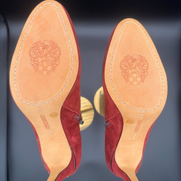 Vince Camuto Red Suede Snake Trim Ankle Boots | Size 11 | New in Box - Picture 4 of 7